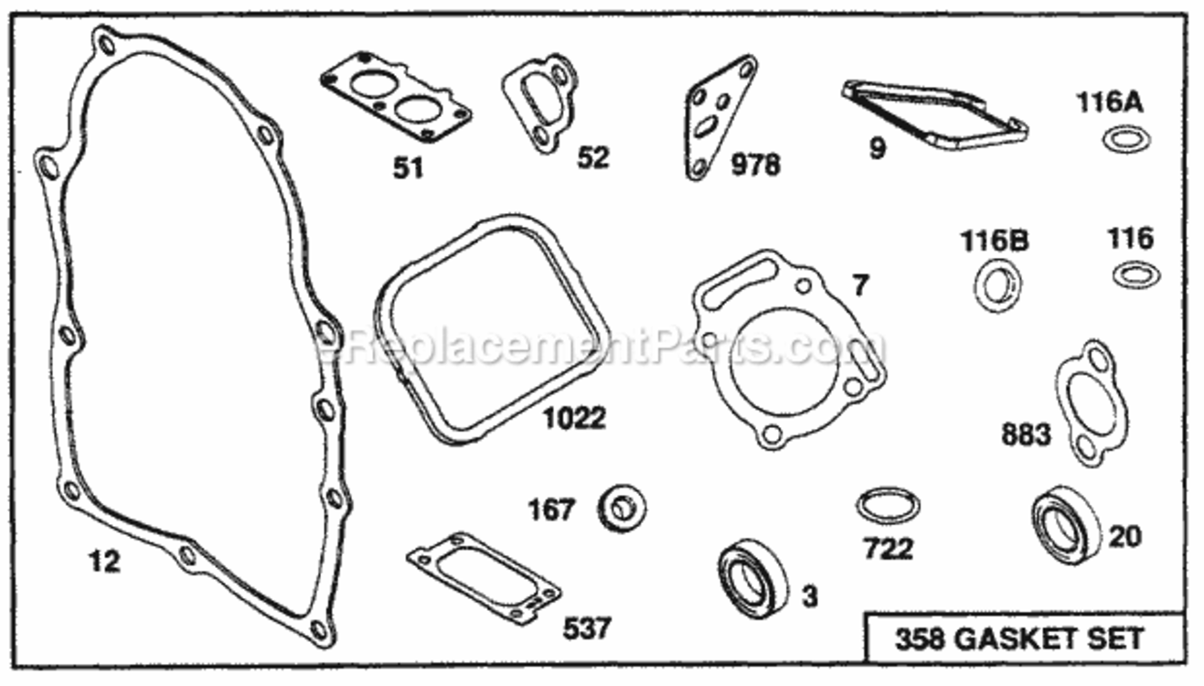 Gasket_Set Diagram and Parts List for 1191-0  Briggs and Stratton Generator